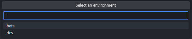 Capture d’écran montrant les options d’environnement.